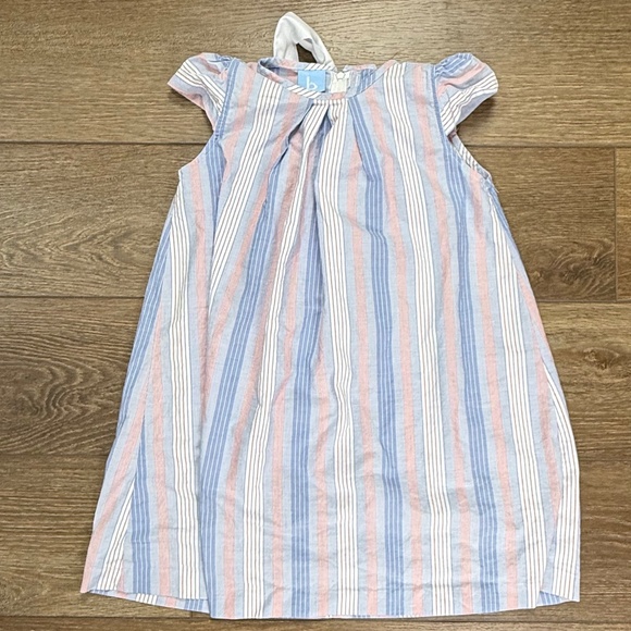 bella bliss Other - Bella Bliss Girls Striped Mitzi Dress Striped Sz 7 Bow Cotton/Linen Cap Sleeve